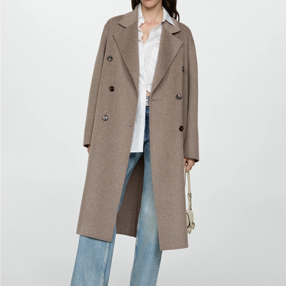 NWT MANGO Oversized wool coat medium brown XXS fits XS/S